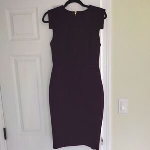 Calvin Klein Purple Sheath Midi Dress Cap Sleeve
